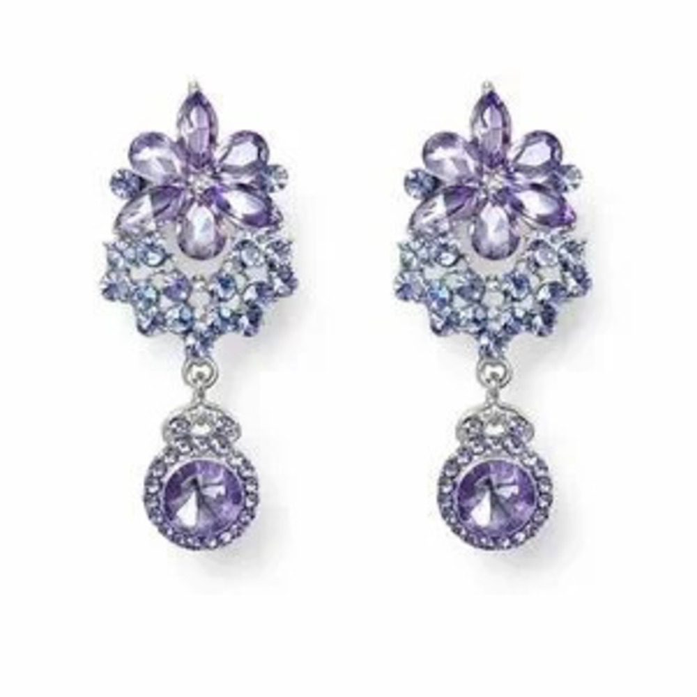 Lavender Crystal Floral Earrings